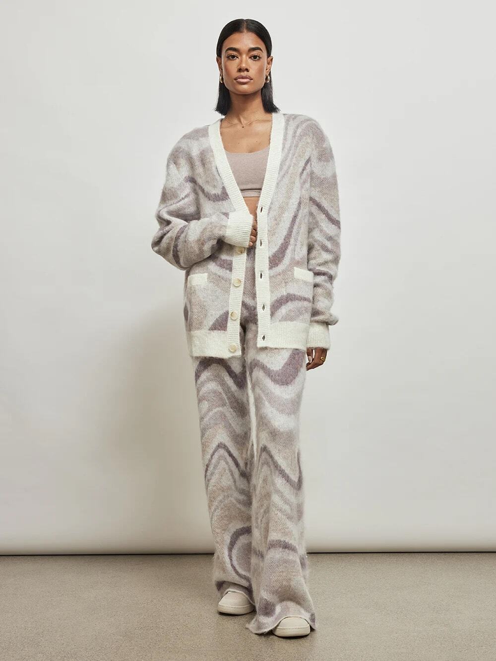 Twenty Montreal Spectrum Swirl Mohair Cardigan Pants Set Swirl Pattern NWOT S/M